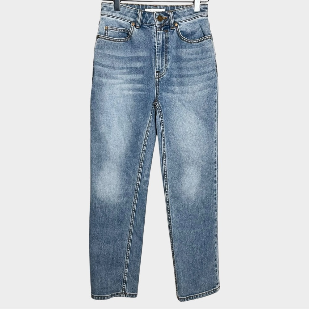 ZIMMERMAN Light Blue Denim Straight Leg Jeans Size 24 non distressed designer